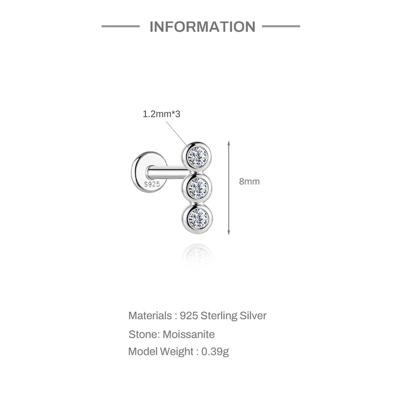 925 Sterling Silver Moissanite Bowknot Stud Earrings