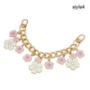 Cherry Blossom Bow Enamel Bag Chain with Heart Charms