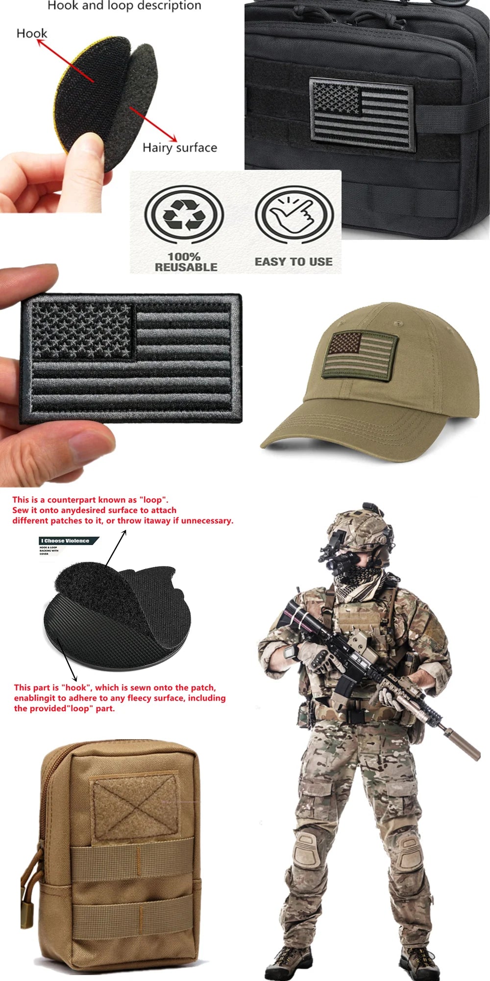 Embroidered Tactical Patch with Hook and Loop Backing