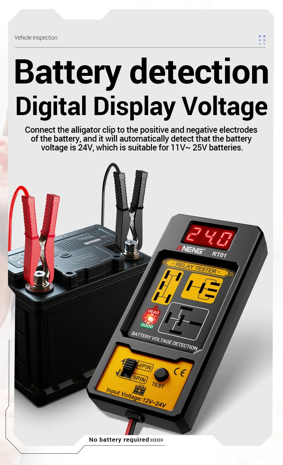 Automotive Relay Tester with Digital Display for 4/5 Pin Relays