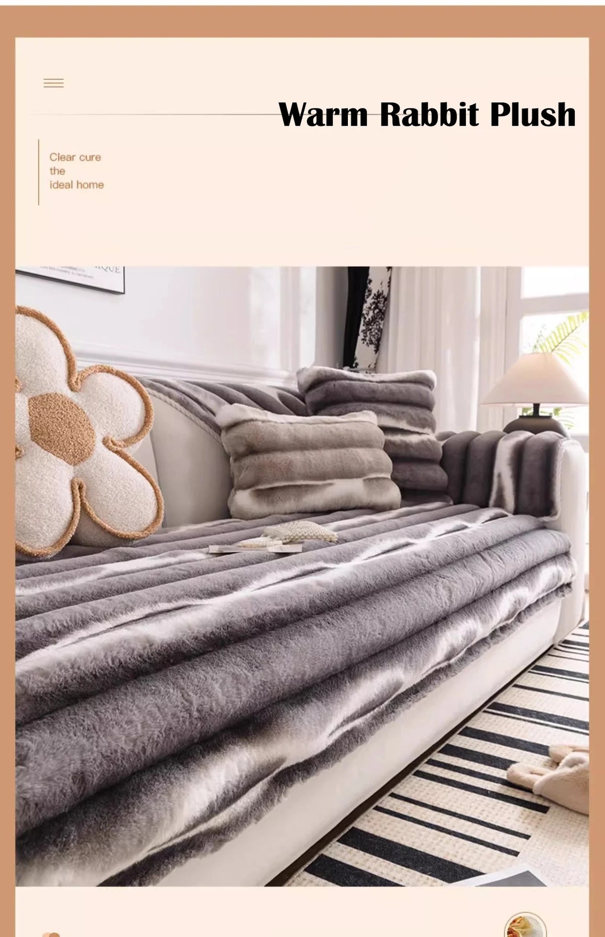 Plush Velvet Padded Sofa Cover with Non-Slip Backing