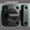 Large black heavy-duty swivel bolt door lock with a round handle and mounting plate.