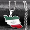 Stainless Steel Map Flag Pendant Necklace