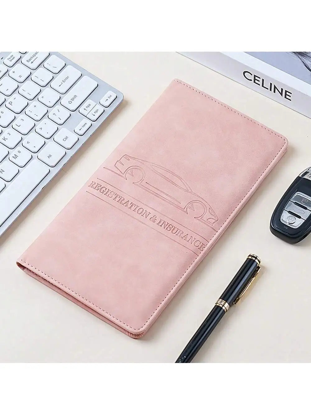 Car Registration & Insurance Card Holder – Leather Document Organizer for Glove Box