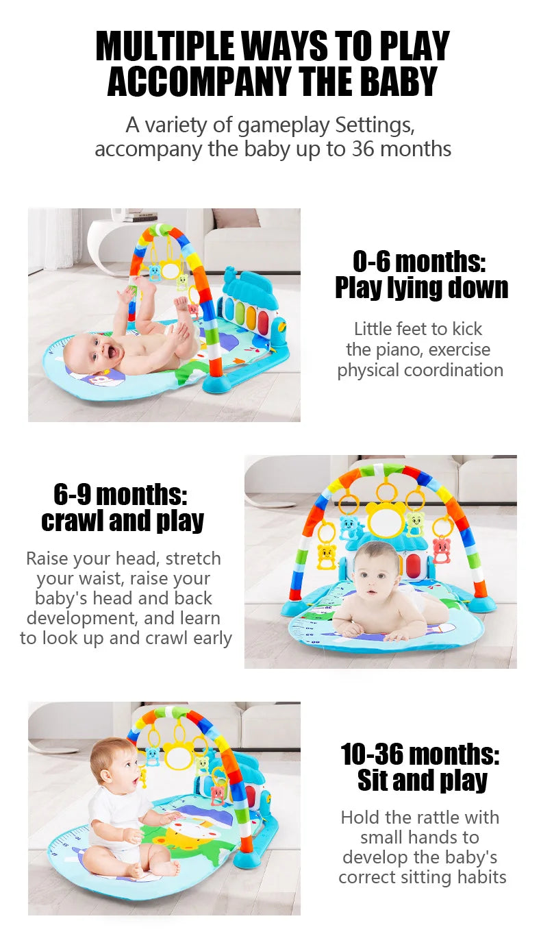 Musical Activity Gym with Kick-and-Play Piano for Babies