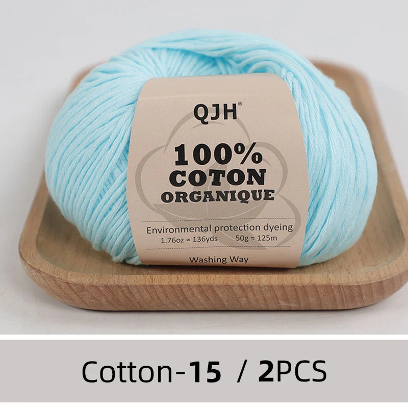 100% Organic Cotton Yarn for Knitting and Crocheting (2-Pack)