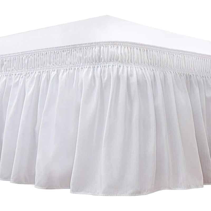 Wrap-Around Ruffle Bed Skirt with Elastic Belt - 15 Inch Drop