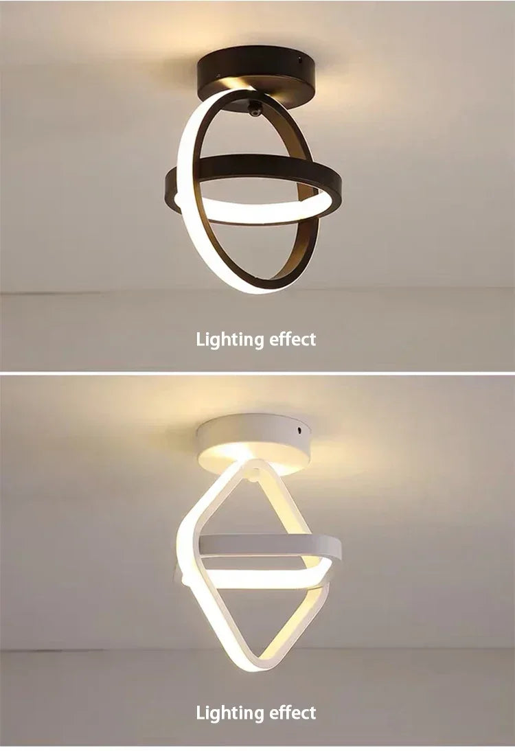 Modern clover-shaped LED ceiling light fixture with a white frame and glowing light effect.