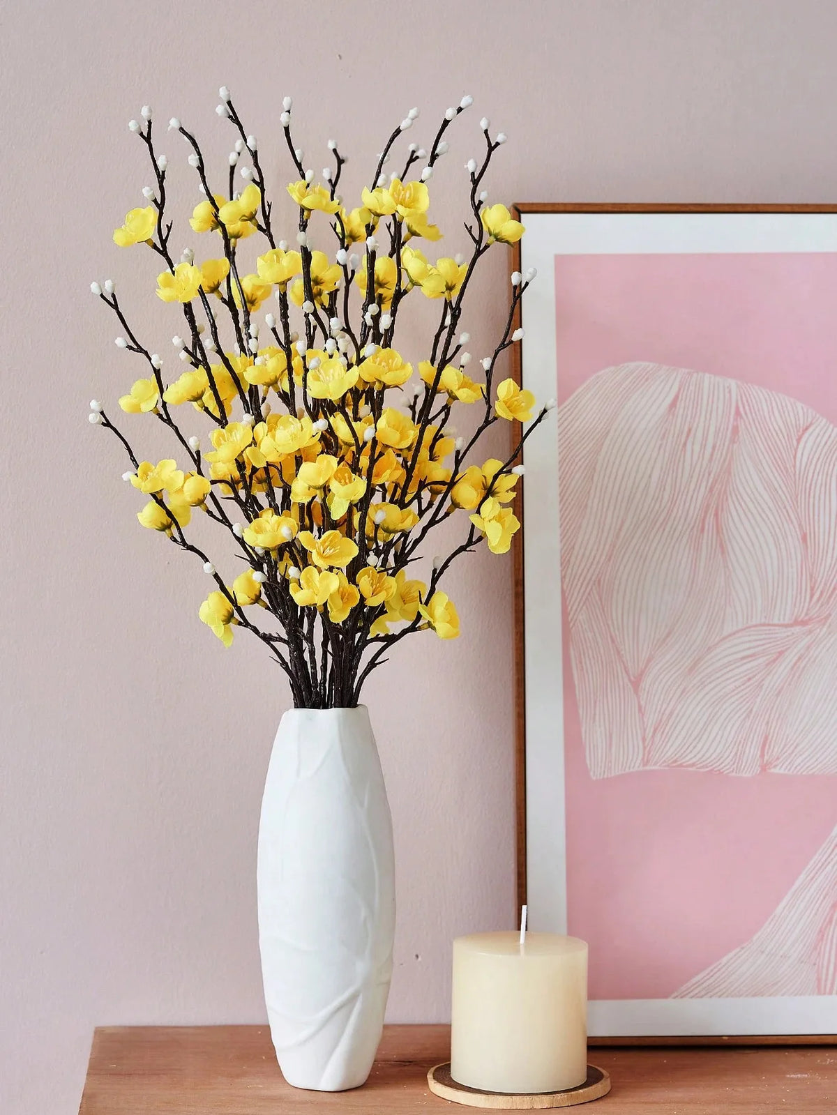 Artificial White Plum Blossom Branch for Chinese Home Décor