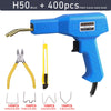 Blue H50 plastic welding gun with 400 pieces of heat fusion weld stud and various metal clips