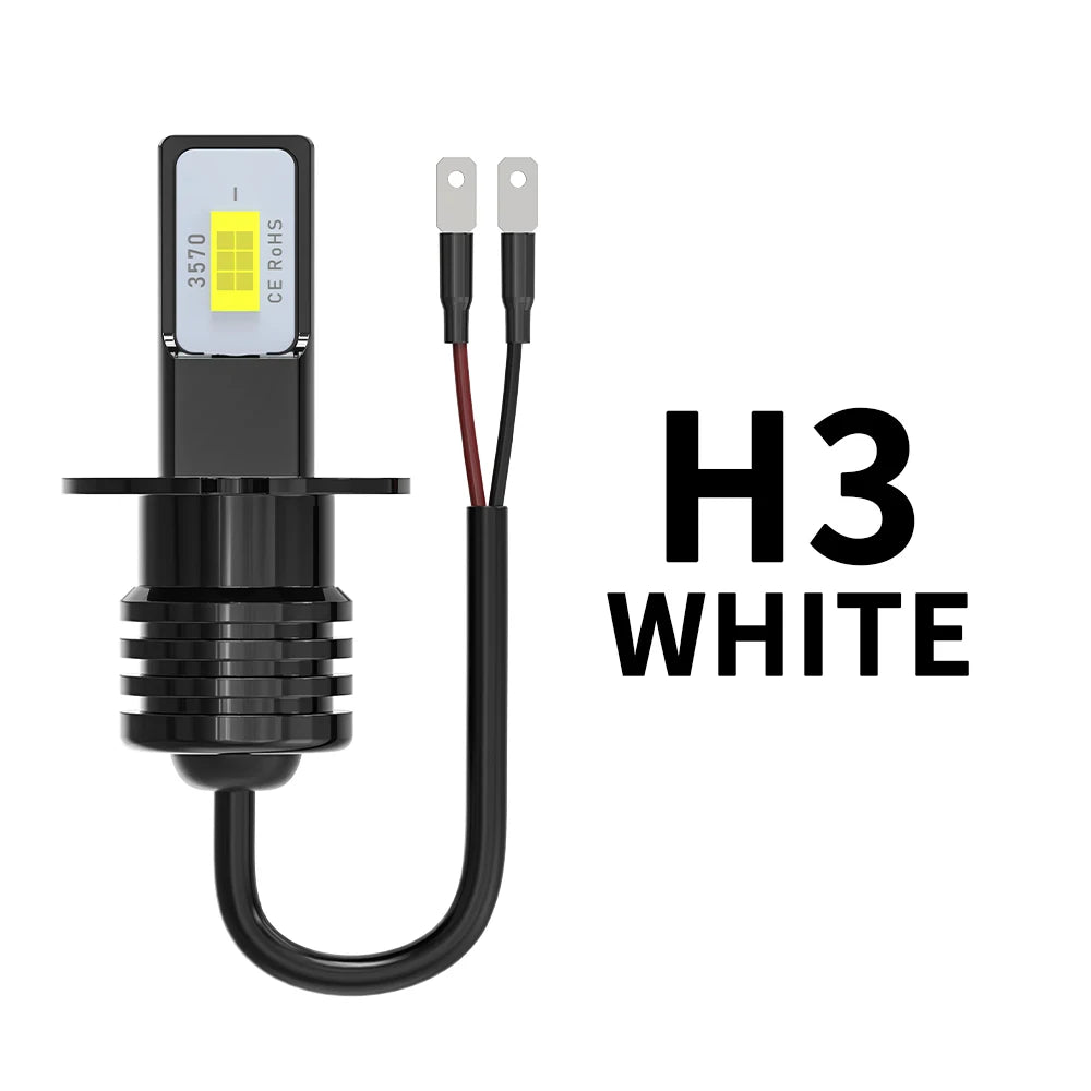H3 White LED fog and DRL bulbs with a pair of connectors