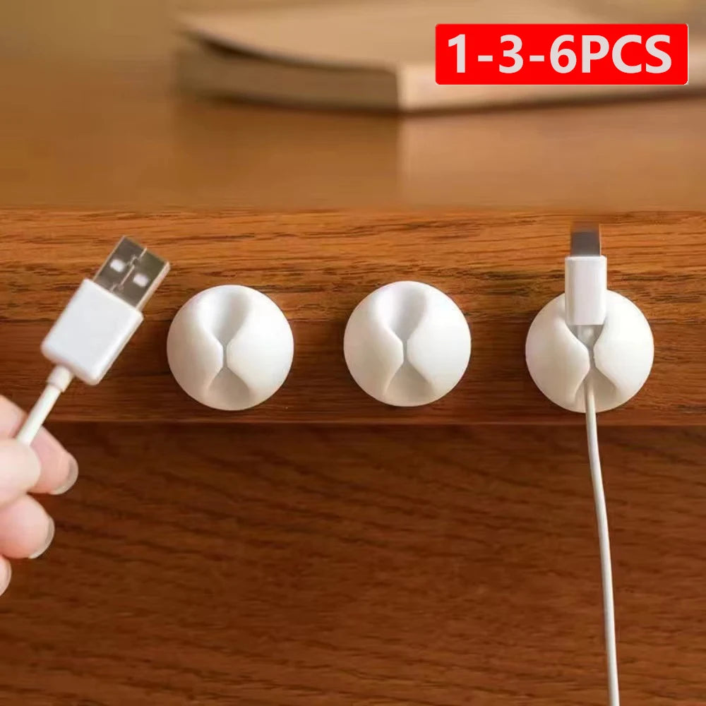 Adhesive Silicone Cable Clips for Desk Organization (6 Pack)