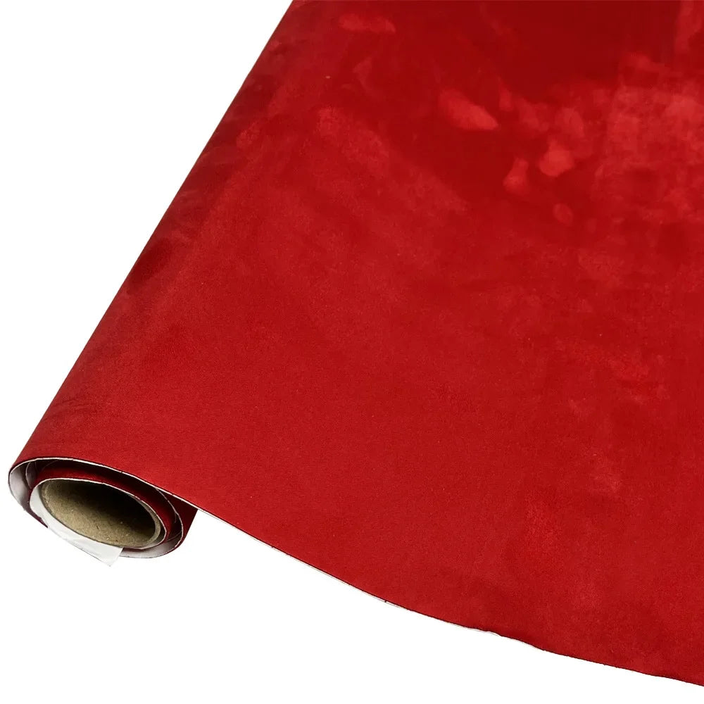 Roll of red suede fabric for DIY car interior and home decor