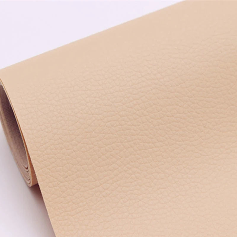 A roll of light beige self-adhesive PU leather repair patches, measuring 20 x 30 cm.