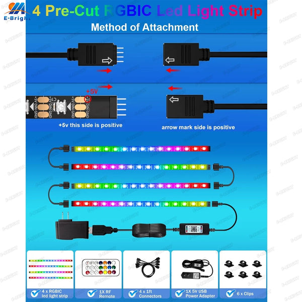 Smart RGB LED Strip Lights with Music Sync & App Control