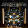 A close-up view of a magnetic ball core cube with multiple magnetic components and internal structure.