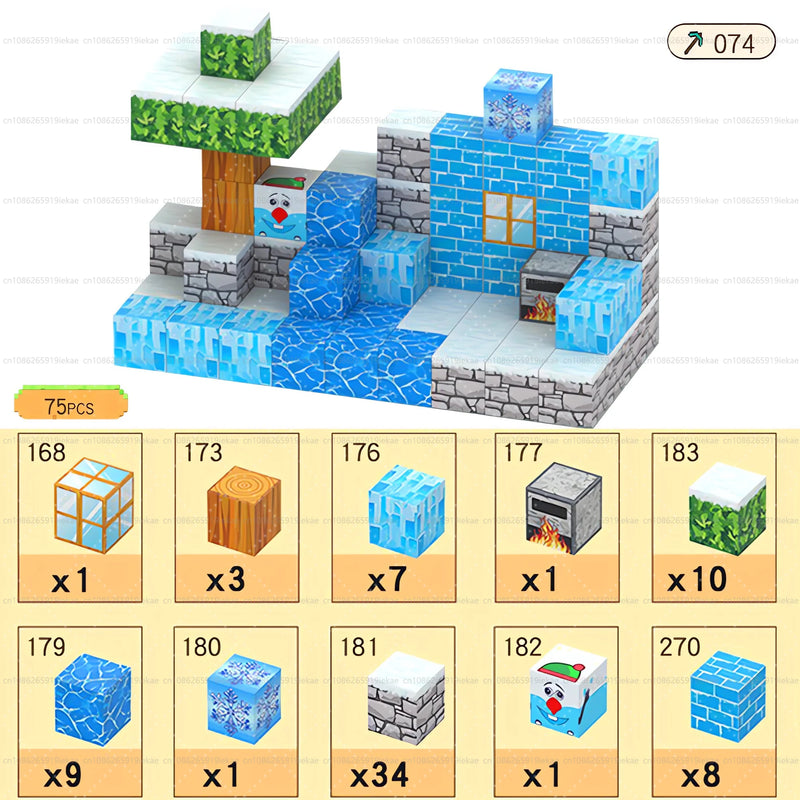 Magnetic Building Blocks Mine World Cube Set