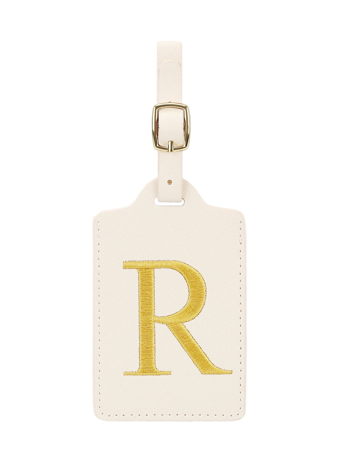 Personalized Embroidered Leather Luggage Tag with Letter Initial