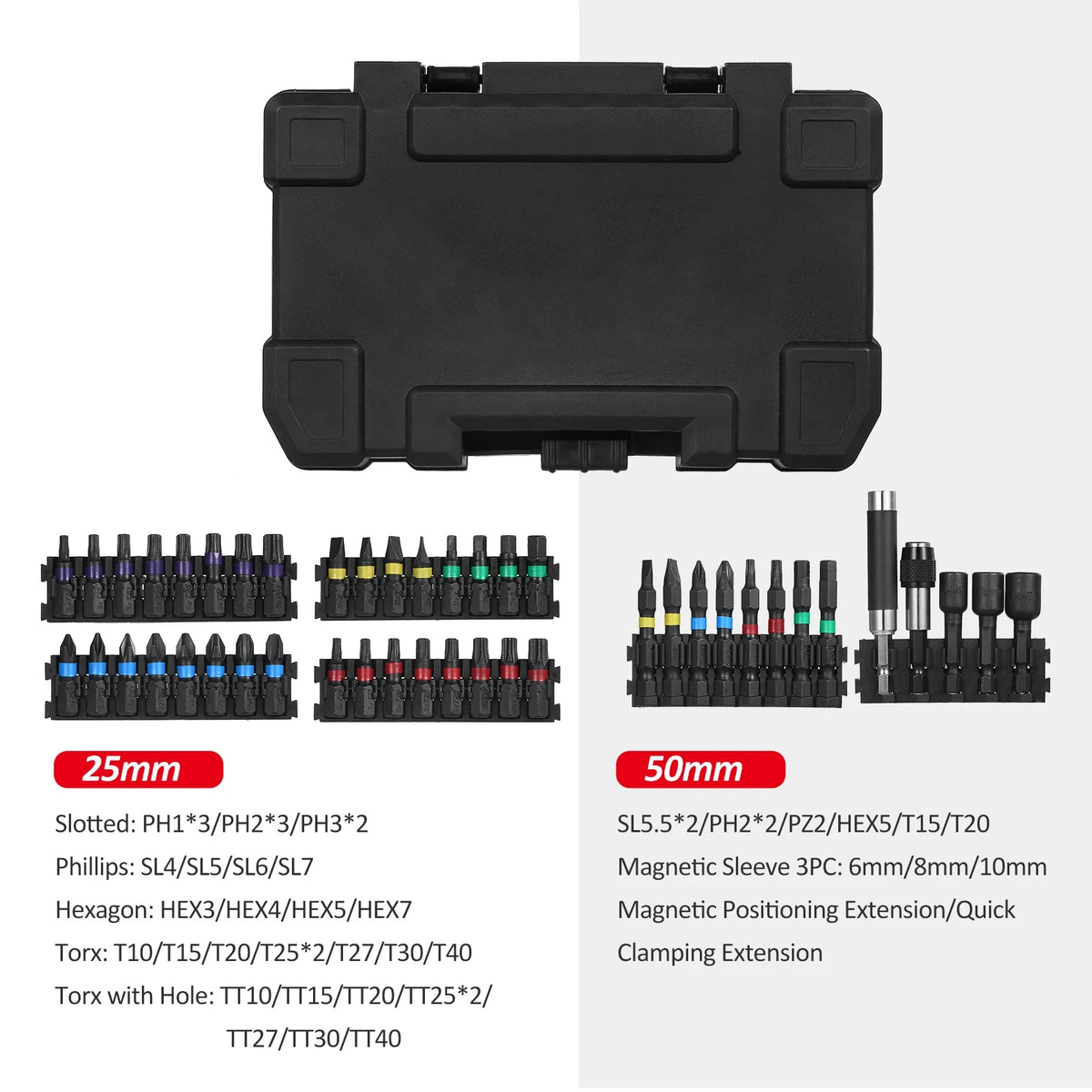 45-Piece Drill and Screwdriver Bit Set with Storage Case