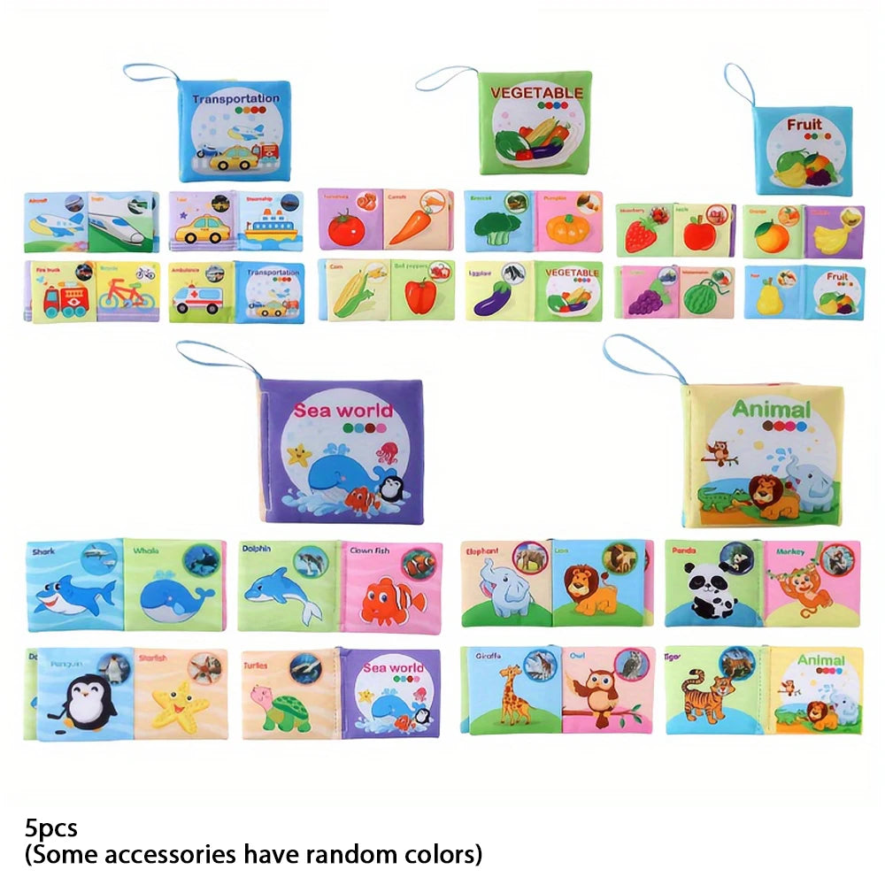 Sensory Cloth Books for Babies with Teether & Crinkle Pages