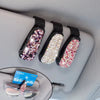 Crystal rhinestone car sun visor sunglasses clip in black and pink colors