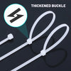 White thickened buckle nylon self-locking cable ties shown with a magnified view and product details.