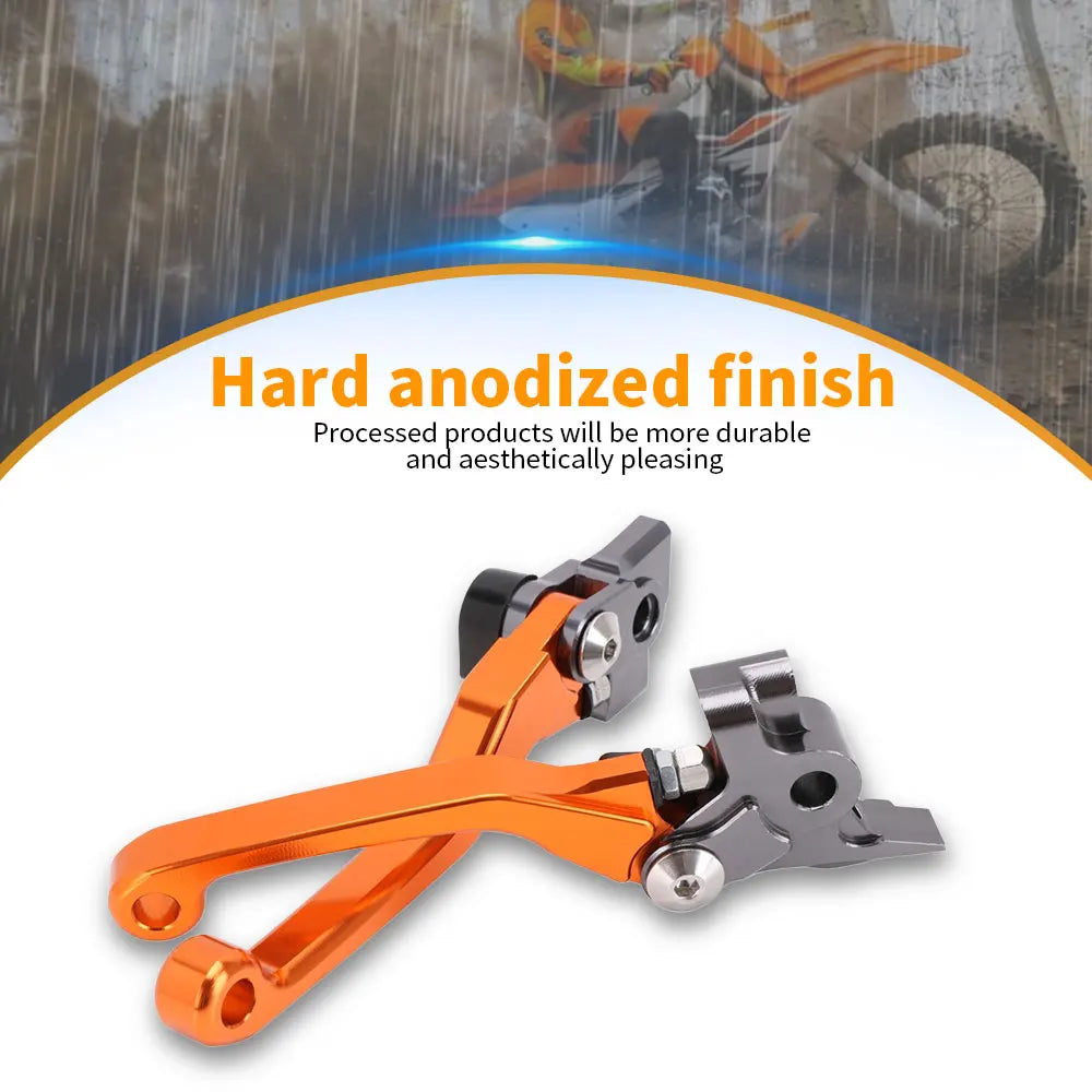 Orange and silver CNC aluminum clutch and brake lever set for motorcycles