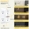 A white wall charger outlet featuring a light switch, USB ports, and an ambient brightness sensor for lighting control.