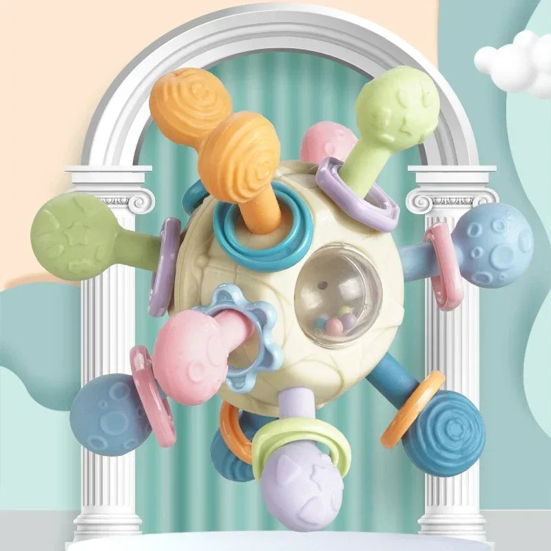 Baby Sensory Rattle Ball with Silicone Teether