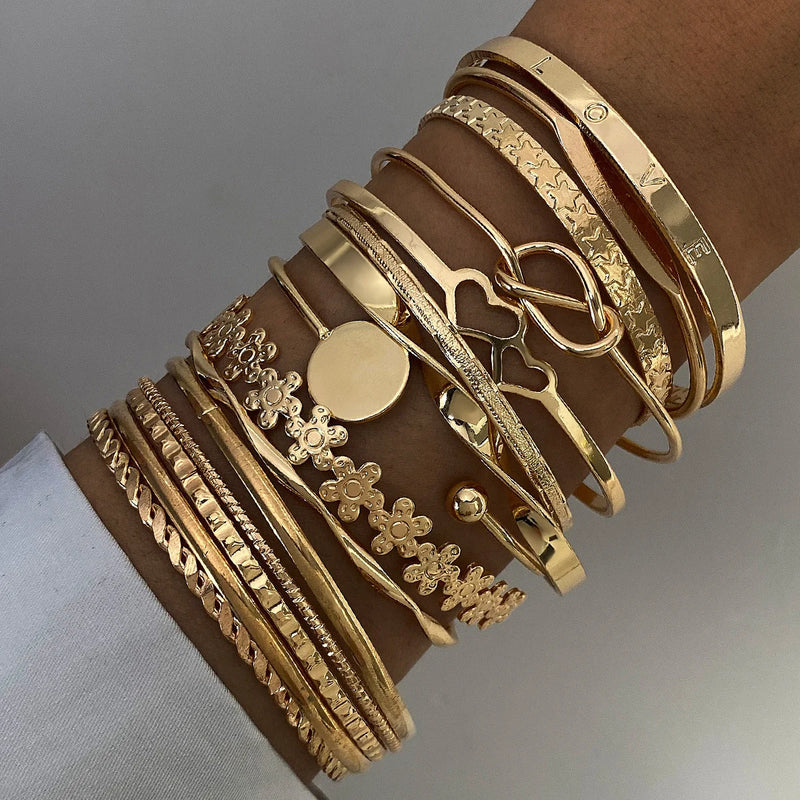 Bohemian Heart & Flower Bracelet Set
