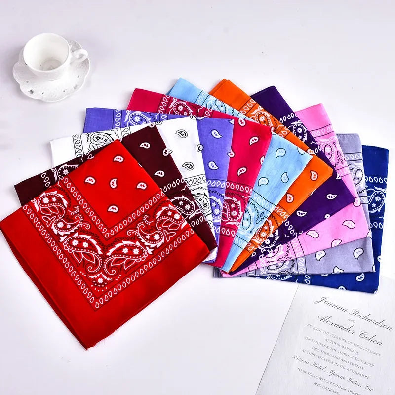 Paisley Bandana Square Scarf – 55cm Cotton Blend for Men and Women