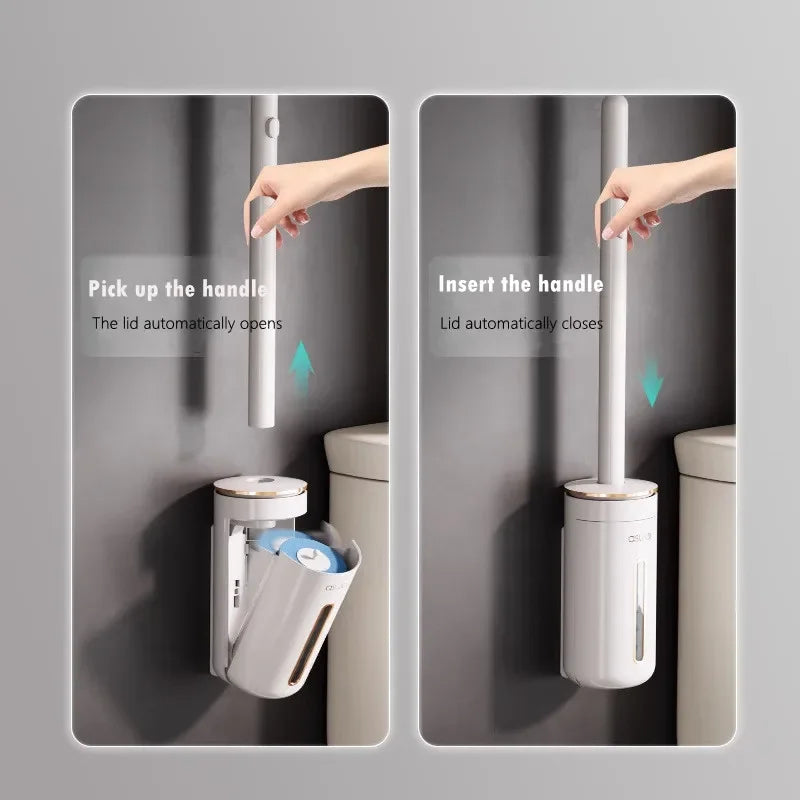 Disposable Toilet Brush Set with Wall-Mounted Holder