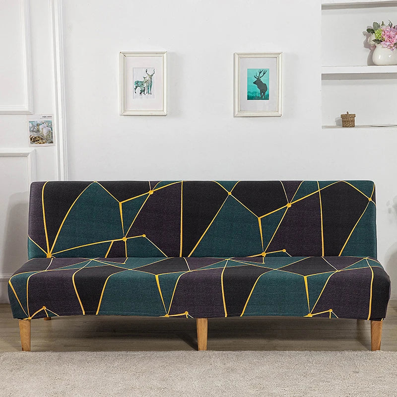 Stretchable Sofa Cover with Geometric Pattern for Futon Seats