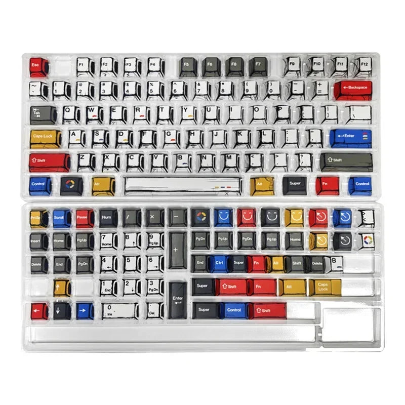 Comic Style Colorful Keycap Set – 136 Keys, Classic Minimalist Design