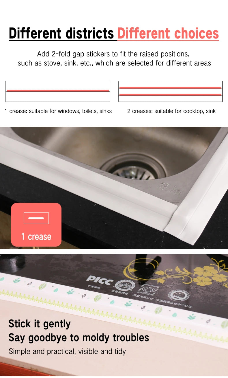 Self-Adhesive Waterproof Sealing Tape for Bathroom & Kitchen Edges