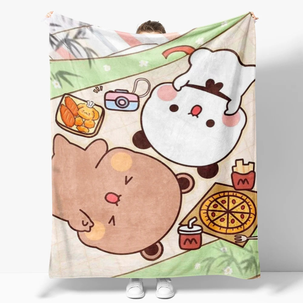 Cozy Cartoon Flannel Throw Blanket for Kids and Sofa