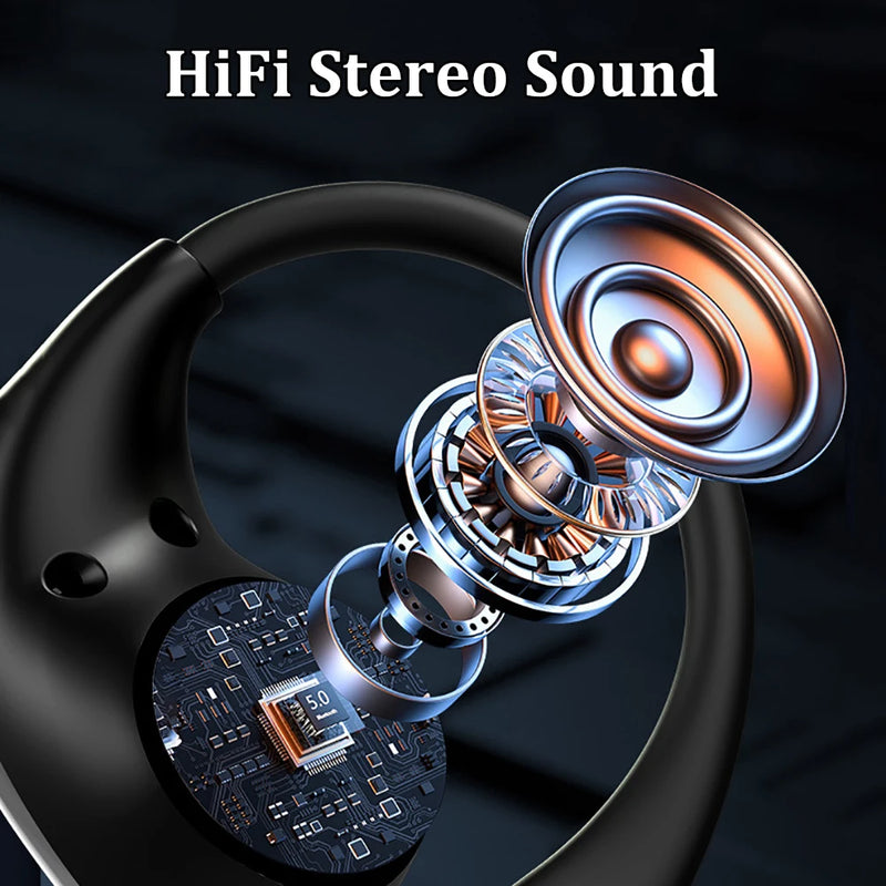 Bluetooth 5.4 Ear Hook Headphones with LED Display