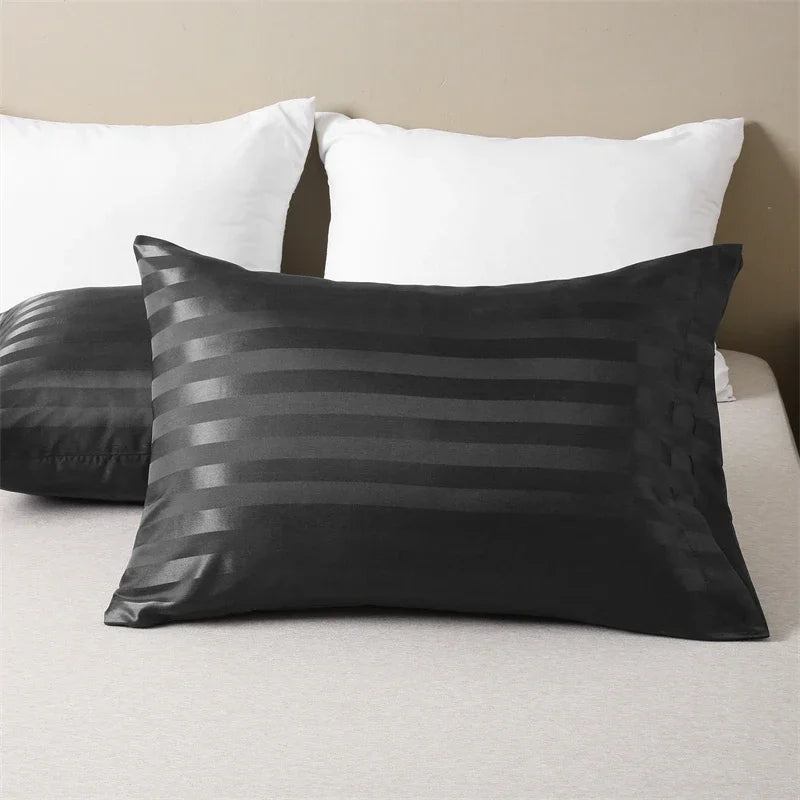 Luxurious Satin Stripe Pillowcase with Envelope Closure