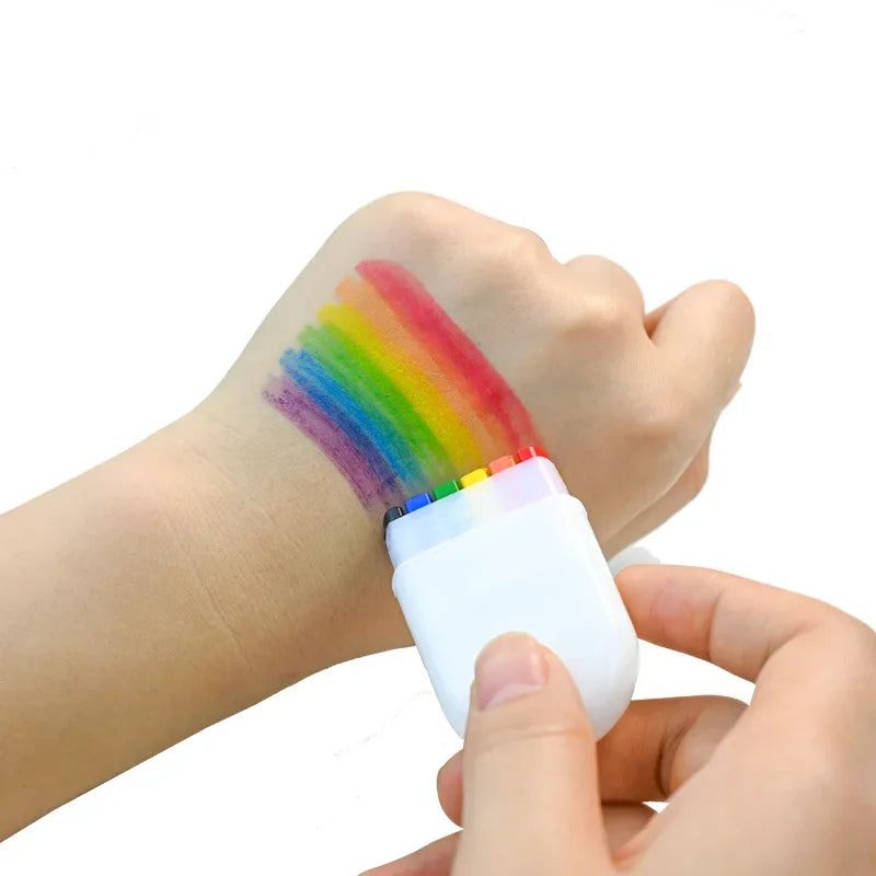 6-Color Washable Rainbow Face & Body Paint Crayon