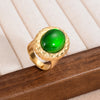 Anillo Declarativo de Gema Roja Ovalada Estilo Vintage