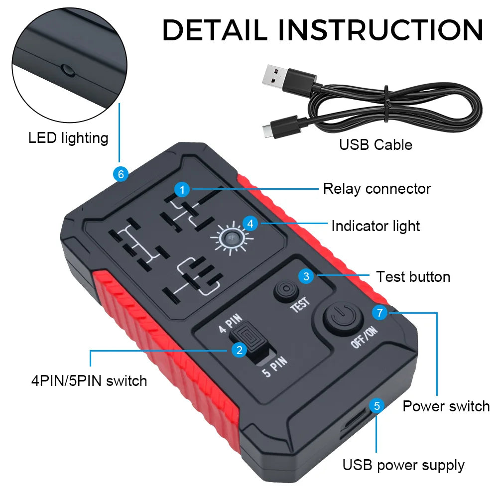 12V Automotive Relay Tester with LED Indicators