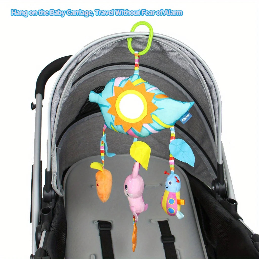 Rainbow Plush Car Hanging Toy with Jingle Bell