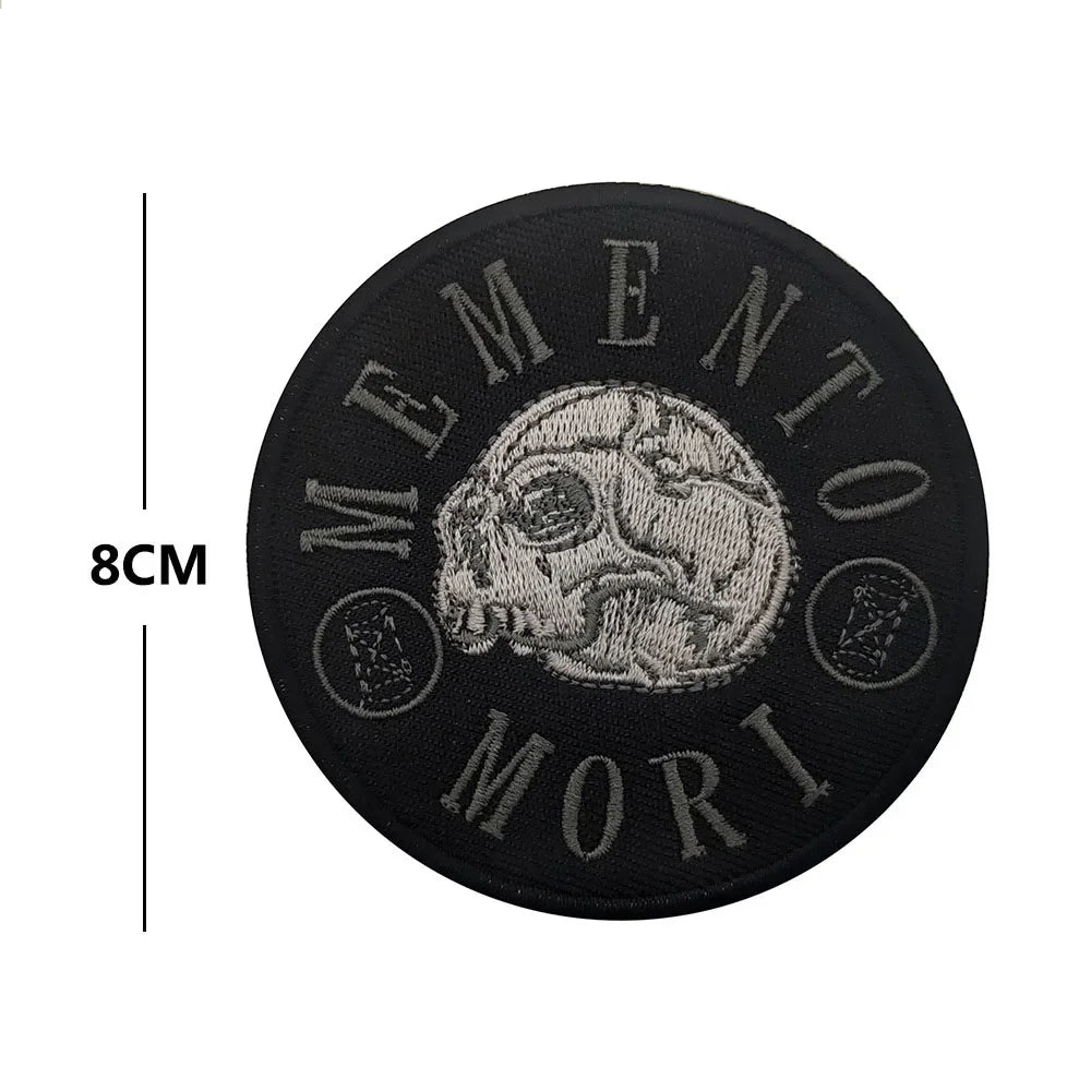 Embroidered Skull Patch with Hook and Loop Backing