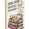 5-Year Monthly Planner with Reading-Themed Cover, Lay-Flat Spiral Binding