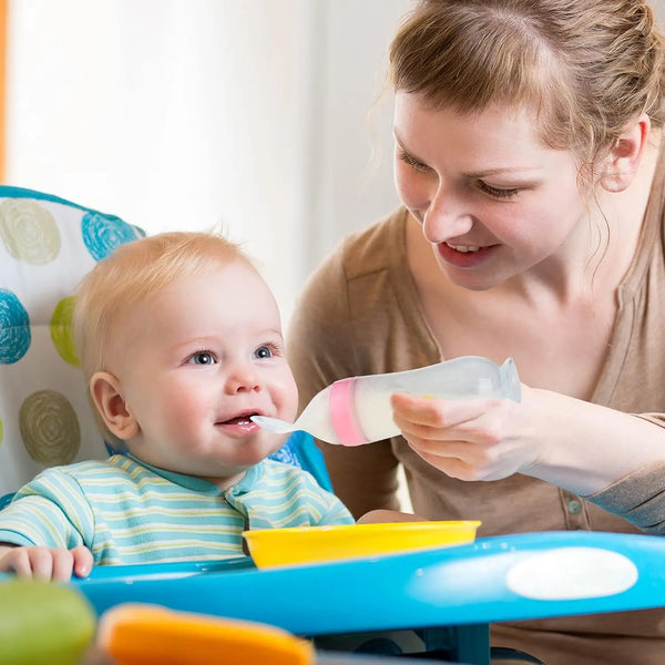 Silicone Baby Food Feeder Spoon with Suction Cup