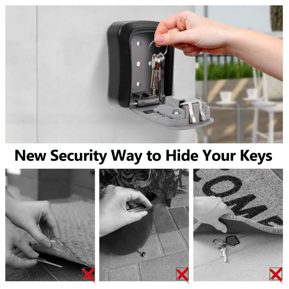 Wall-Mounted 4-Digit Combination Key Lock Box for Secure Key Storage