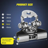 Diagram showing various sizes of stainless steel mounting brackets and a clamp board thickness measurement.