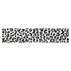 A black and white leopard print decal strip for a car sunshade.