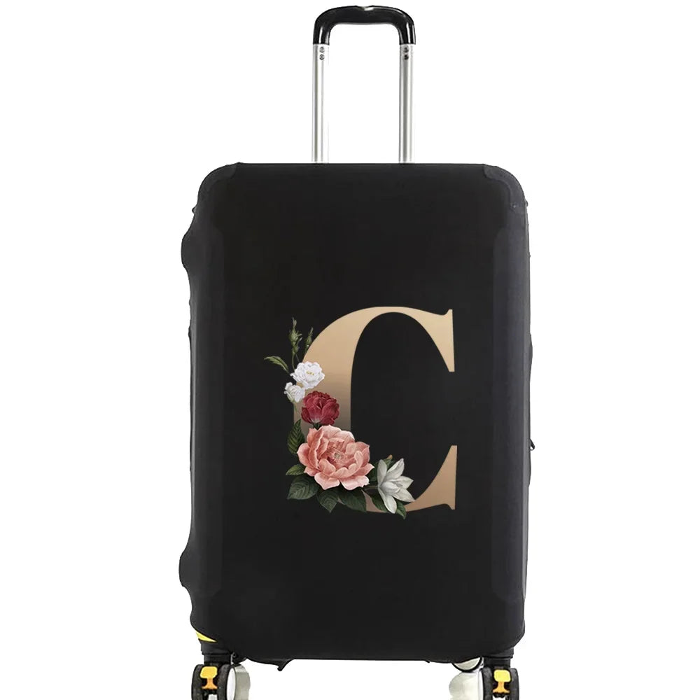 Elastic Luggage Cover with Gold Letter Design
