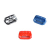 Three window switch trim covers for Jeep Wrangler JL and Gladiator JT in silver, blue, and red.
